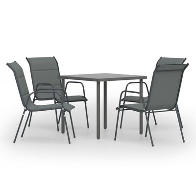vidaXL udendørs spisebordssæt 5 dele stål antracitgrå