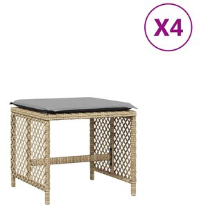 vidaXL haveskamler 4 stk. med hynder 41x41x36 cm polyrattan beige