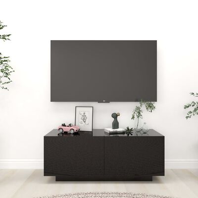 vidaXL tv-bord 100x35x40 cm konstrueret træ sort højglans
