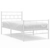 vidaXL sengeramme med sengegavl og fodg&aelig;rde 90x200 cm metal hvid
