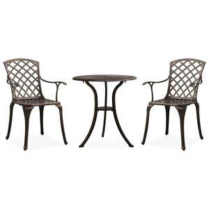 vidaXL bistros&aelig;t 3 dele st&oslash;bt aluminium bronzefarvet