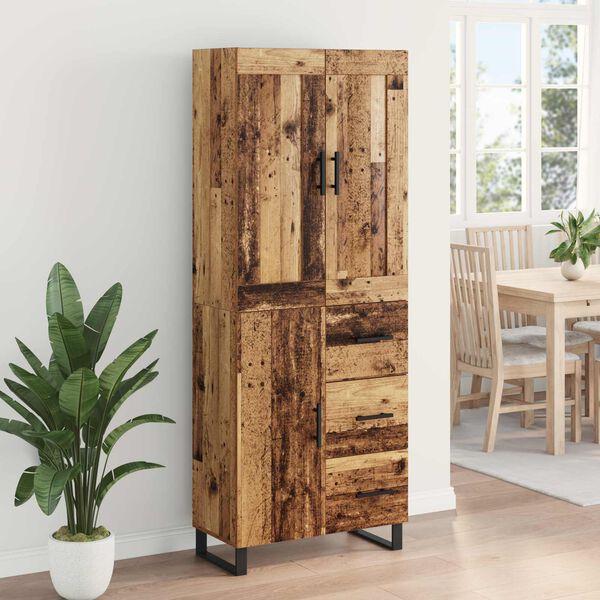 vidaXL Highboard Gammelt tr&aelig; 69,5 x 34 x 180 cm Konstrueret tr&aelig;