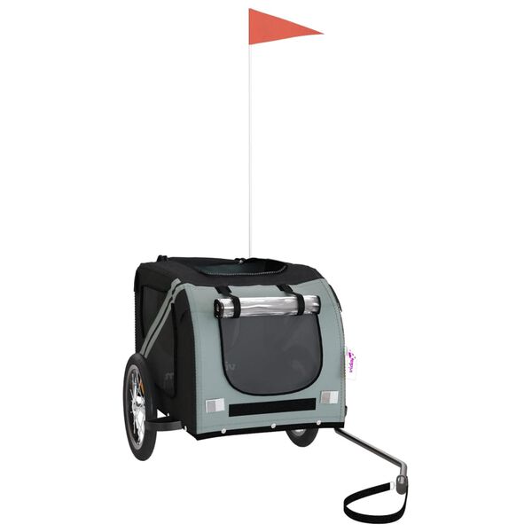 vidaXL cykelanh&aelig;nger til k&aelig;ledyr oxfordstof og jern sort og gr&aring;