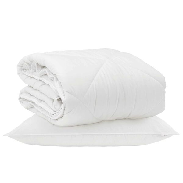 vidaXL Årsdækkende Dyne med pude 2 pcs Hvid Microfiber