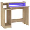 vidaXL skrivebord med LED-lys 97x45x90 cm konstrueret tr&aelig; sonoma-eg