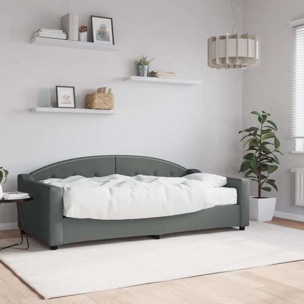 vidaXL daybed med madras 90x190 cm stof m&oslash;rkegr&aring;
