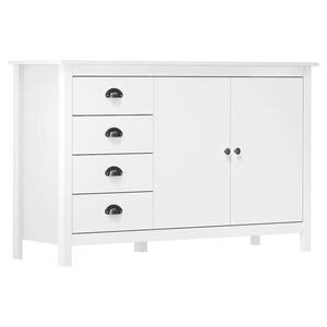 vidaXL sk&aelig;nk Hill 130x40x80 cm massivt fyrretr&aelig; hvid