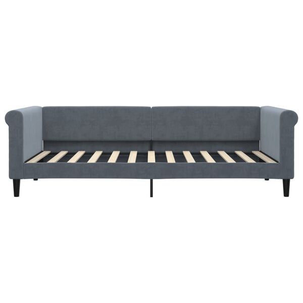 vidaXL daybed med madras 90x200 cm velour m&oslash;rkegr&aring;
