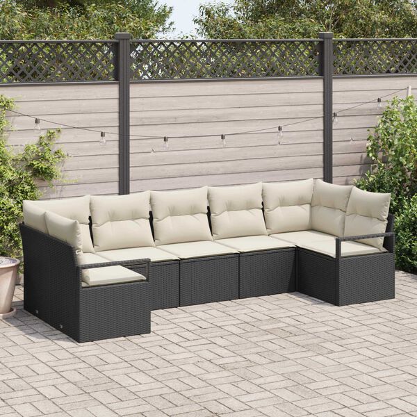 vidaXL Havesofa S&aelig;t 7 pcs Sort Poly rattan