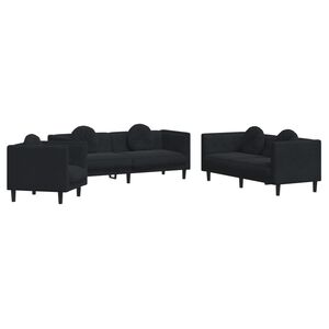 vidaXL sofas&aelig;t 3 dele med puder velour sort