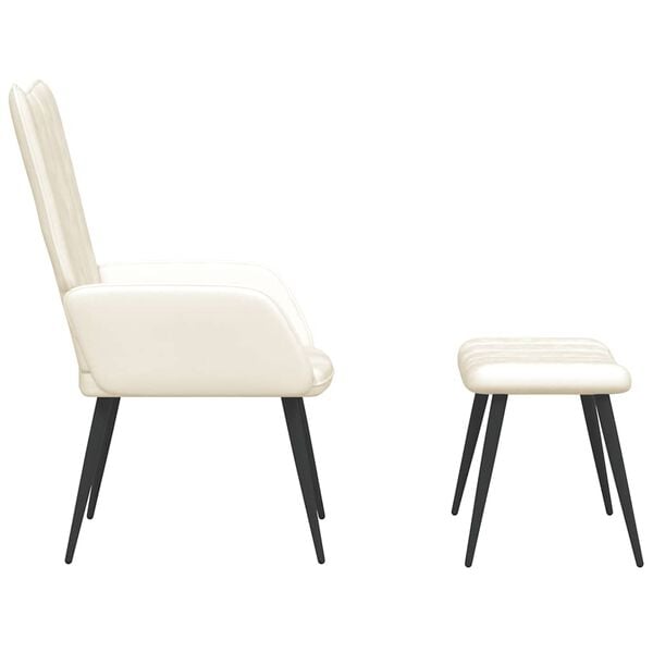 vidaXL l&aelig;nestol med fodskammel fl&oslash;jl cremehvid