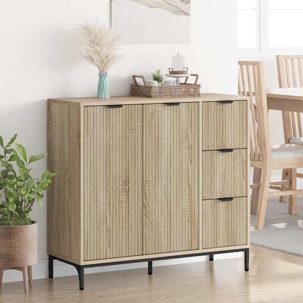 vidaXL Sideboard Sonoma eg 89,5 x 33 x 82 cm Konstrueret tr&aelig;