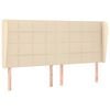 vidaXL sengegavl med kanter 163x23x118/128 cm stof cremefarvet