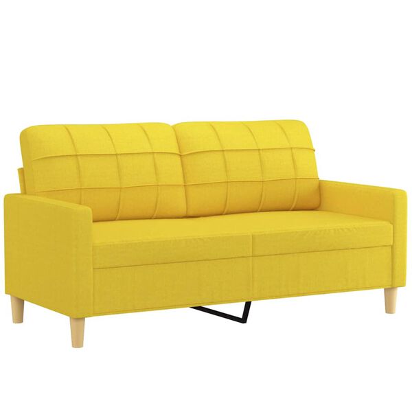 vidaXL 2-personers sofa med pyntepuder 140 cm stof lysegul