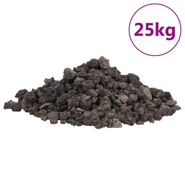 vidaXL vulkanske sten 25 kg 1-2 cm sort