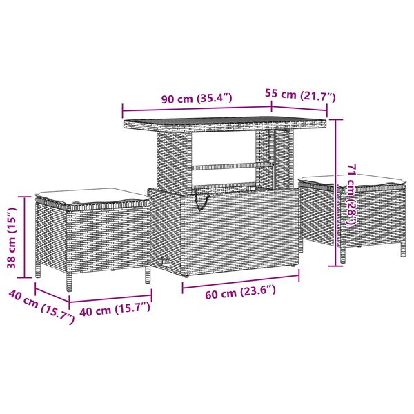 vidaXL Havesofa S&aelig;t 8 pcs Sort Polyrattan, st&aring;l og massivt akacietr&aelig;