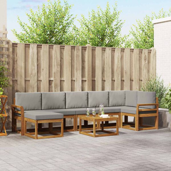 vidaXL Udend&oslash;rs sofagruppe med pude 8 pcs Naturlig og Lys Gr&aring;