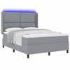 vidaXL LED Box Spring Bed med madras Lysegr&aring; 160 x 200 cm Stof