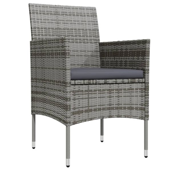 vidaXL spisebordss&aelig;t til haven med hynder 5 dele gr&aring; og sort