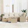 vidaXL Havesofa Sæt med pude med opbevaring 7 pcs Beige Poly rattan