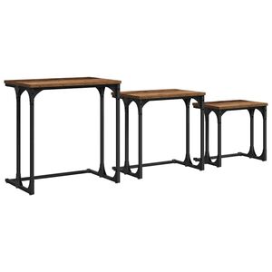 vidaXL Nesting Kaffebord 3 pcs Gammelt tr&aelig; Konstrueret tr&aelig;