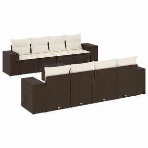 vidaXL sofas&aelig;t til haven 9 dele med hynder polyrattan brun