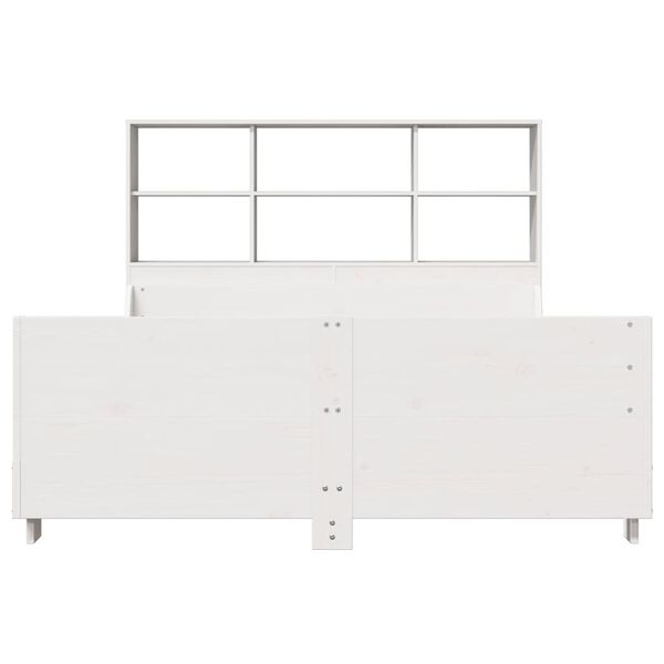 vidaXL seng med reol uden madras 160x200 cm massivt tr&aelig; hvid