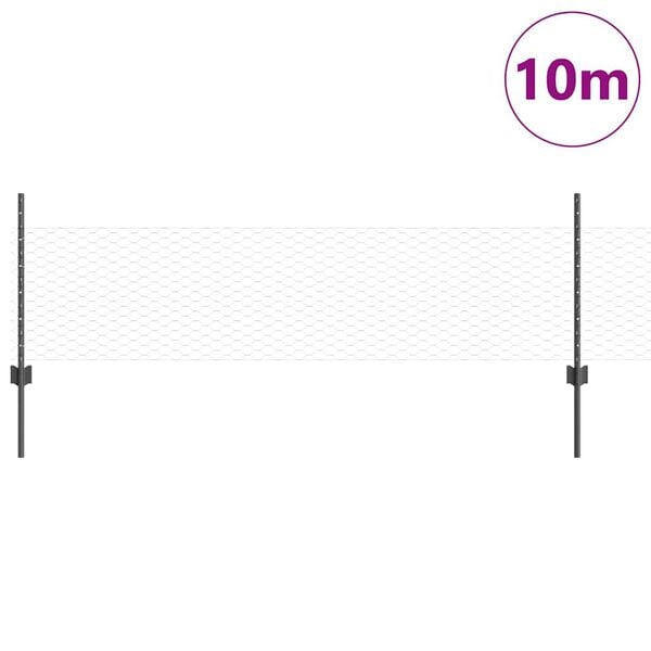vidaXL Hegn med post Grå 0,5 x 10 m Stål og PVC