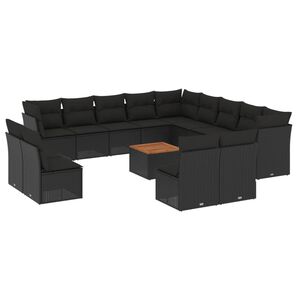 vidaXL sofas&aelig;t til haven 14 dele med hynder polyrattan sort