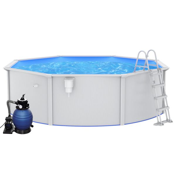 vidaXL swimmingpool med sandfilterpumpe og poolstige 460x120 cm