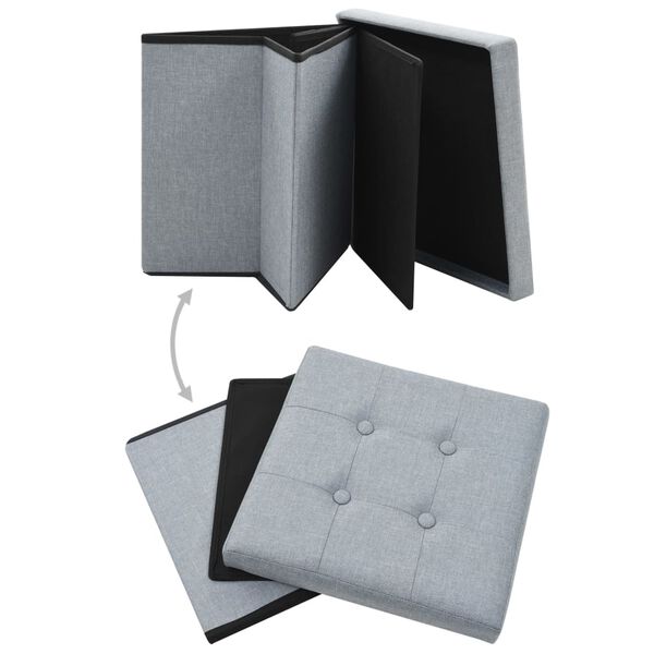 vidaXL foldbare opbevaringsskamler 2 stk. kunstl&aelig;rred lysegr&aring;