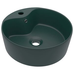 vidaXL luksuri&oslash;s h&aring;ndvask med overl&oslash;b 36x13 cm keramik mat m&oslash;rkegr&oslash;n