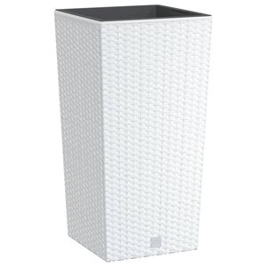 vidaXL plantekrukke 11/26,5 l udtagelig indsats PP rattanlook hvid