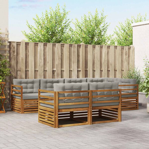 vidaXL Udend&oslash;rs sofagruppe med pude 7 pcs Naturlig og Lys Gr&aring;