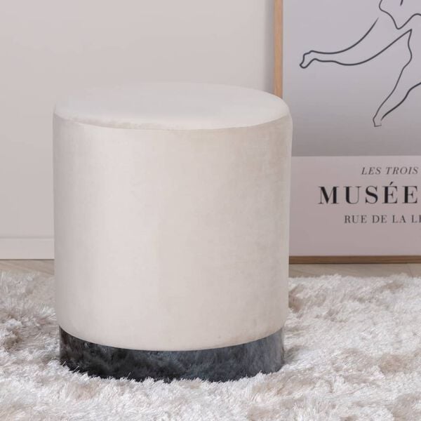 Venture Home puf Benji 35x35x42,5 cm velour beige og sort