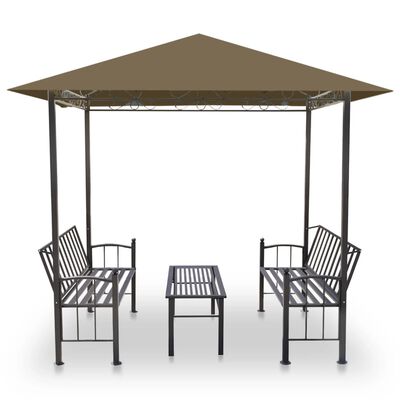 vidaXL havepavillon med bord og bænke 2,5x1,5x2,4 m 180 g/m² gråbrun