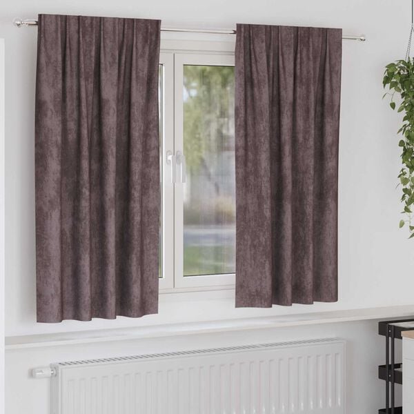 vidaXL Velour Gardiner med gardiner 2 pcs Brun 175 x 140 cm Fl&oslash;jl