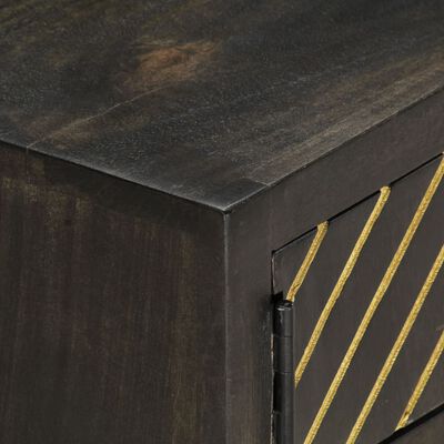 vidaXL sofabord 90x50x35 cm massivt mangotræ sort og guldfarvet