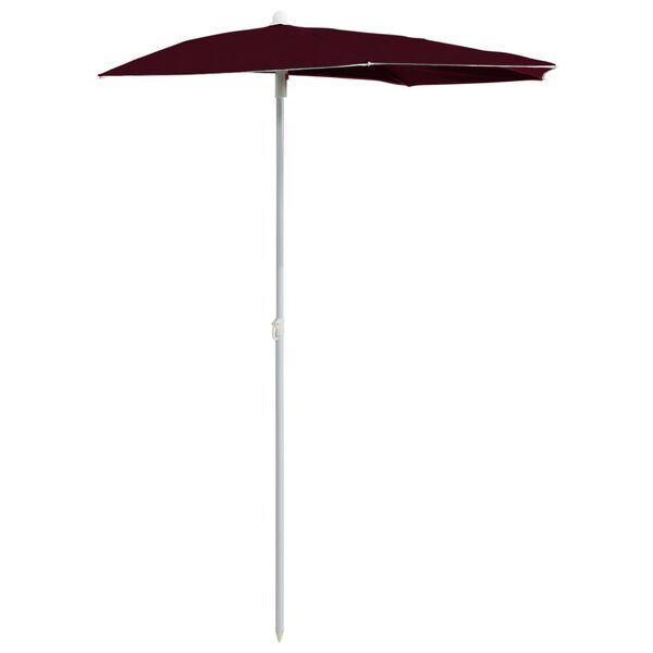 vidaXL halv parasol med stang 180x90 cm bordeauxrød
