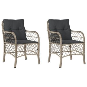 vidaXL havestole 2 stk. med hynder polyrattan lysegr&aring;