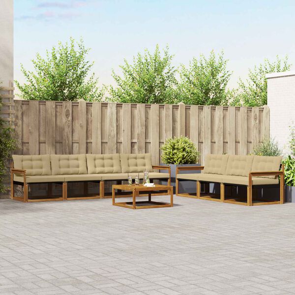 vidaXL Udend&oslash;rs sofagruppe med pude 8 pcs Naturlig og Beige