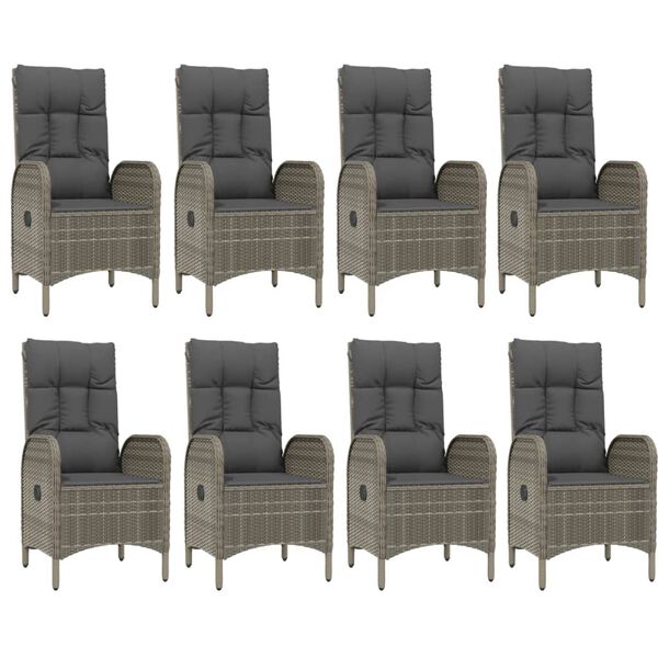 vidaXL spisebordss&aelig;t til haven 9 dele m. hynder polyrattan sort og gr&aring;