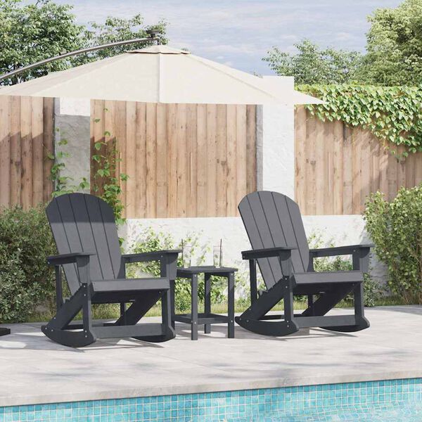 vidaXL Adirondack Gyngestole 2 pcs Lysegrå HDPE