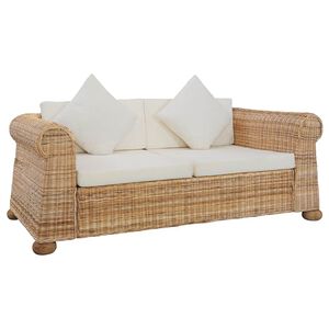 vidaXL 2-personers sofa med hynder naturlig rattan