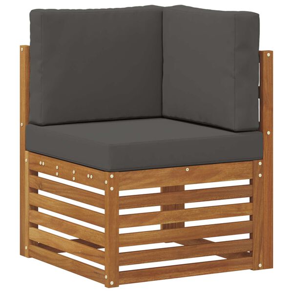 vidaXL Sofas&aelig;t med pude 7 pcs Naturlig og Antracit Massivt Akacietr&aelig;