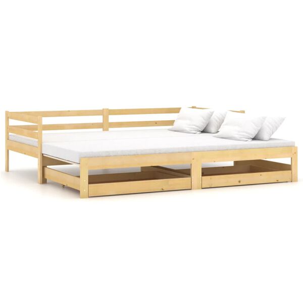 vidaXL daybed med udtræk 2x(90x200) cm massivt fyrretræ