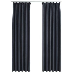 vidaXL m&oslash;rkl&aelig;gningsgardiner med kroge 2 stk. 140 x 175 cm antracitgr&aring;
