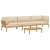 vidaXL Sofa S&aelig;t med pude Ensfarvet 4 pcs Beige Massivt Akacietr&aelig;