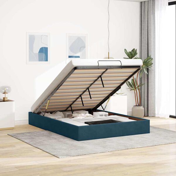 vidaXL osmannisk sengeramme uden madras 140x200 cm fl&oslash;jl m&oslash;rkebl&aring;