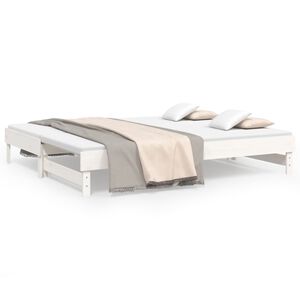 vidaXL daybed med udtr&aelig;k 2x(100x200) cm massivt fyrretr&aelig; hvid
